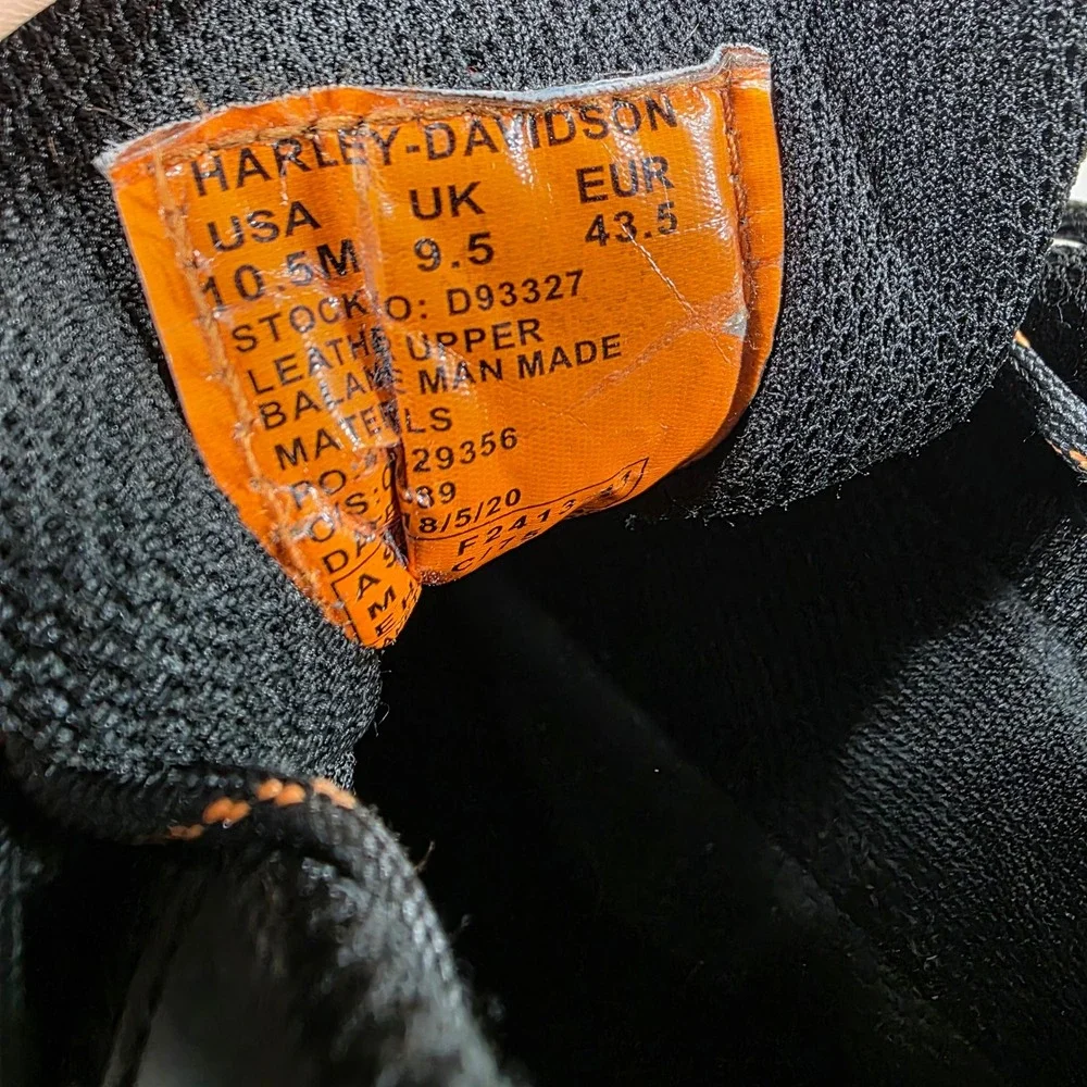 Harley-Davidson Men Black Orange Waterproof Hiking Work Shoes D93327 10.5 M